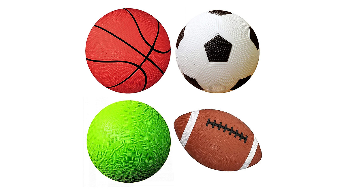 AppleRound Sports Balls Pack for Toddlers with Pump - 4 Piece Set