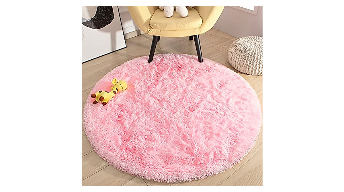 KIXINWA Pink Round Rug - Soft & Non-Slip for Kids Room