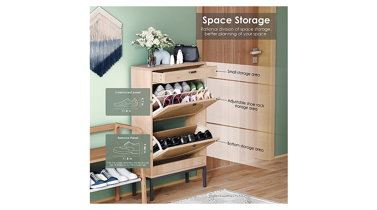 Yechen Shoe Rack Organizer - Elegant Rattan Shoe Storage Solution