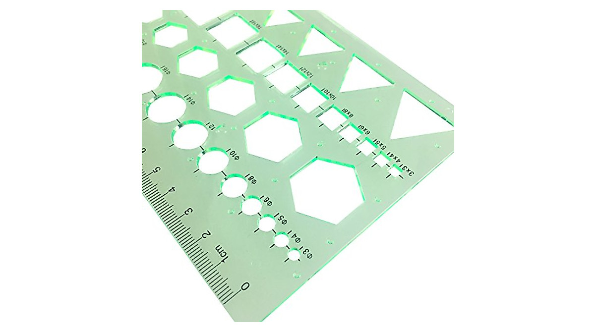 2PCS Green Geometric Rulers for Office and School Drawing Templates