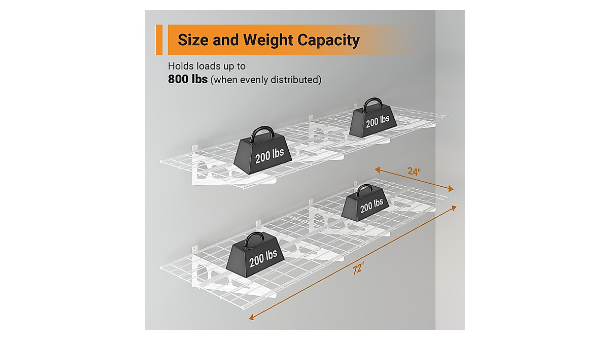 eShelf 2x6 ft Garage Shelving - Heavy-Duty Wall Storage