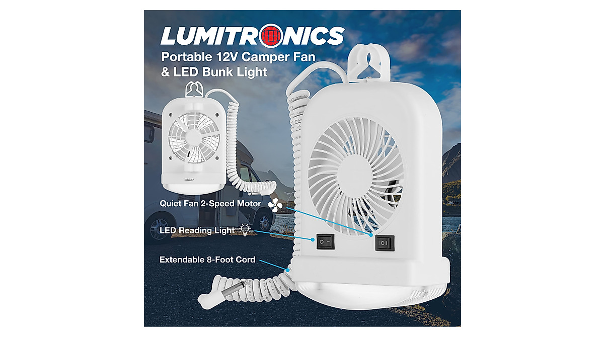 Lumitronics RV LED Bunk Light & 2-Speed Fan Combo | Portable & Durable