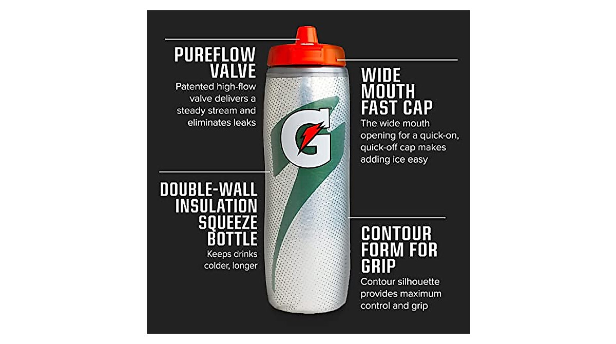 Gatorade Insulated Squeeze Bottle 30oz - Keeps Drinks Cold Longer