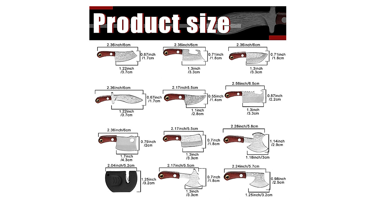 Qunclay Mini Pocket Knife Set - 11 Stylish Tools