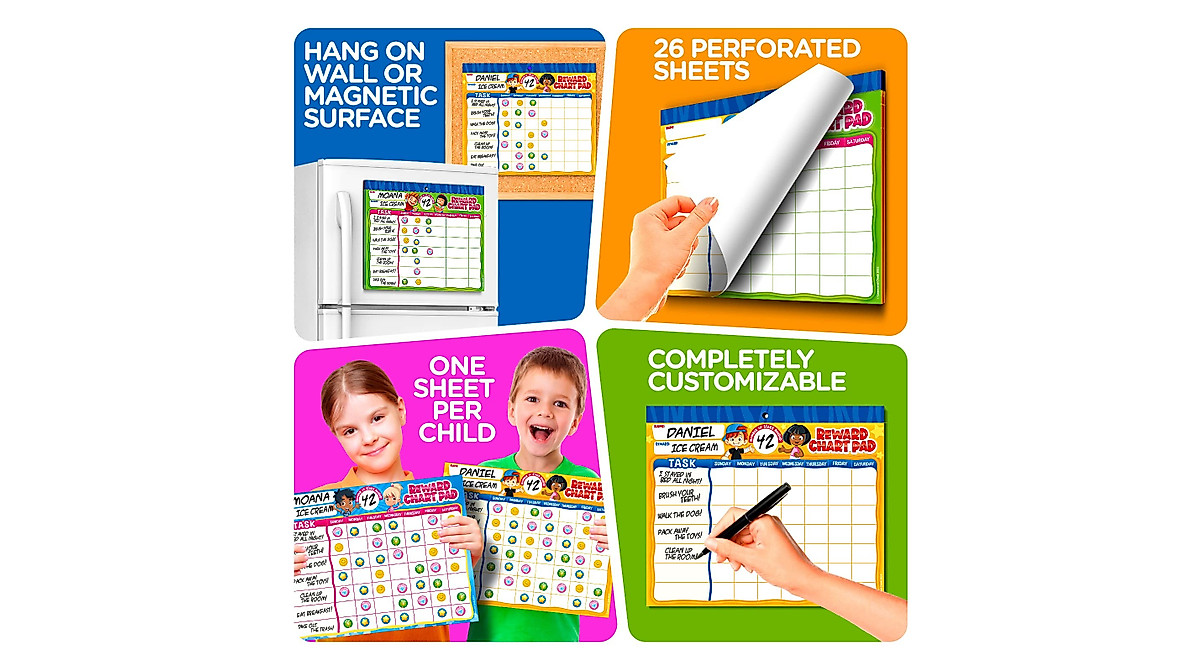Behavior Reward Chart System for Kids - 26 Chore Charts & 2800 Stickers
