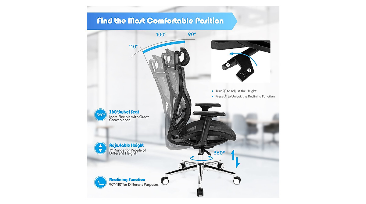 Giantex Ergonomic Office Chair: High-Back Mesh & Adjustable