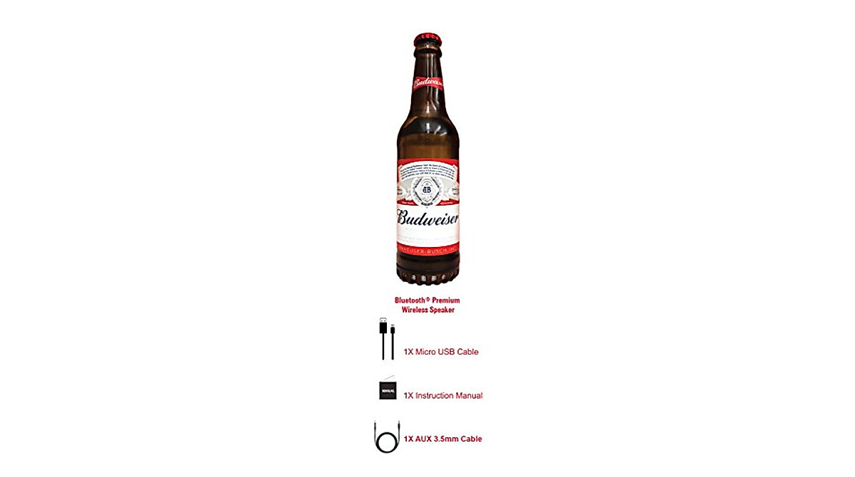 Budweiser Bluetooth Bottle Cap Speaker With Color Changing Lights Wall Mounting Speaker Kick Stand Speaker Fm Radio