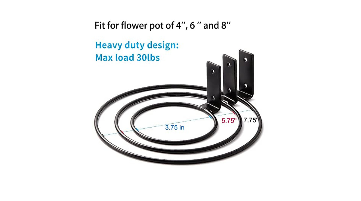 6 Inch Wall Mounted Plant Holder Rings - 6 Pack