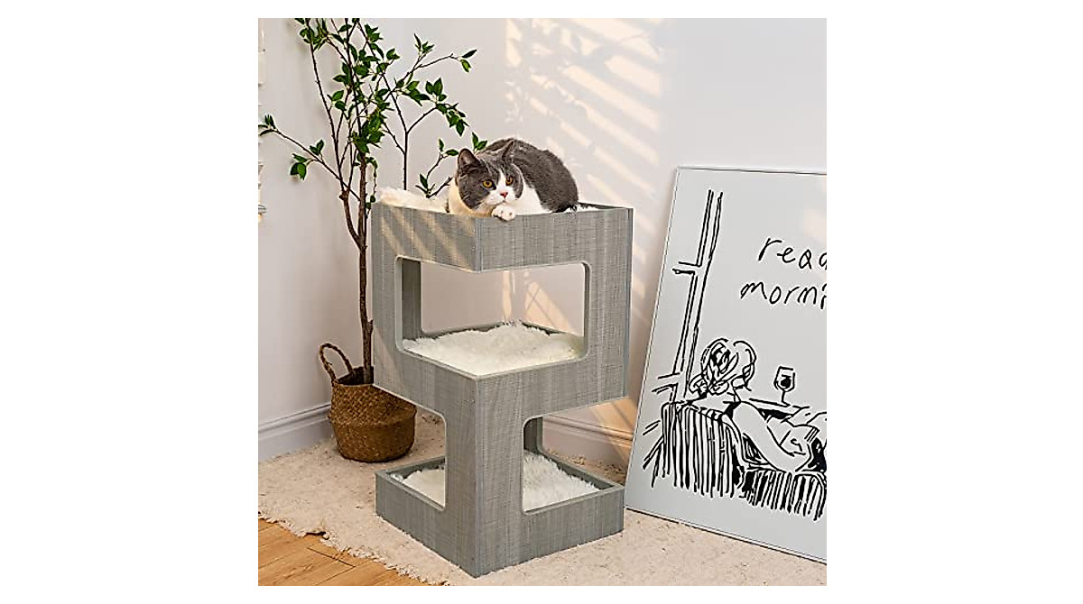 ZRen Modern Cat Tree - Stylish Multi-Level Cat Tower with Comfort