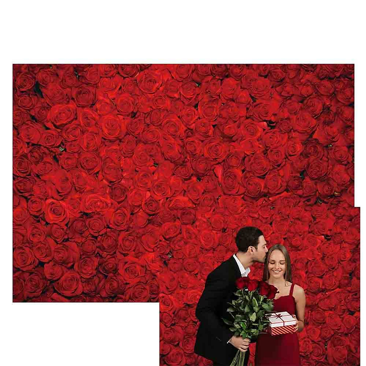 Funnytree Valentine's Day Red Rose Backdrop - 7x5ft