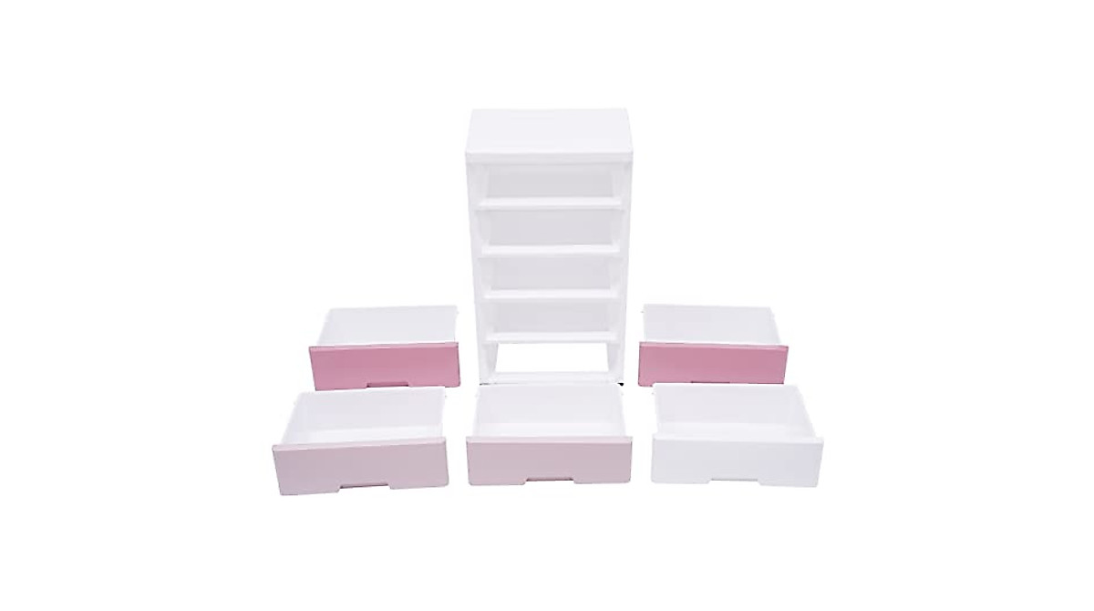 Gdrasuya10 Pink Plastic Drawers - Stylish 5-Drawer Storage Cabinet
