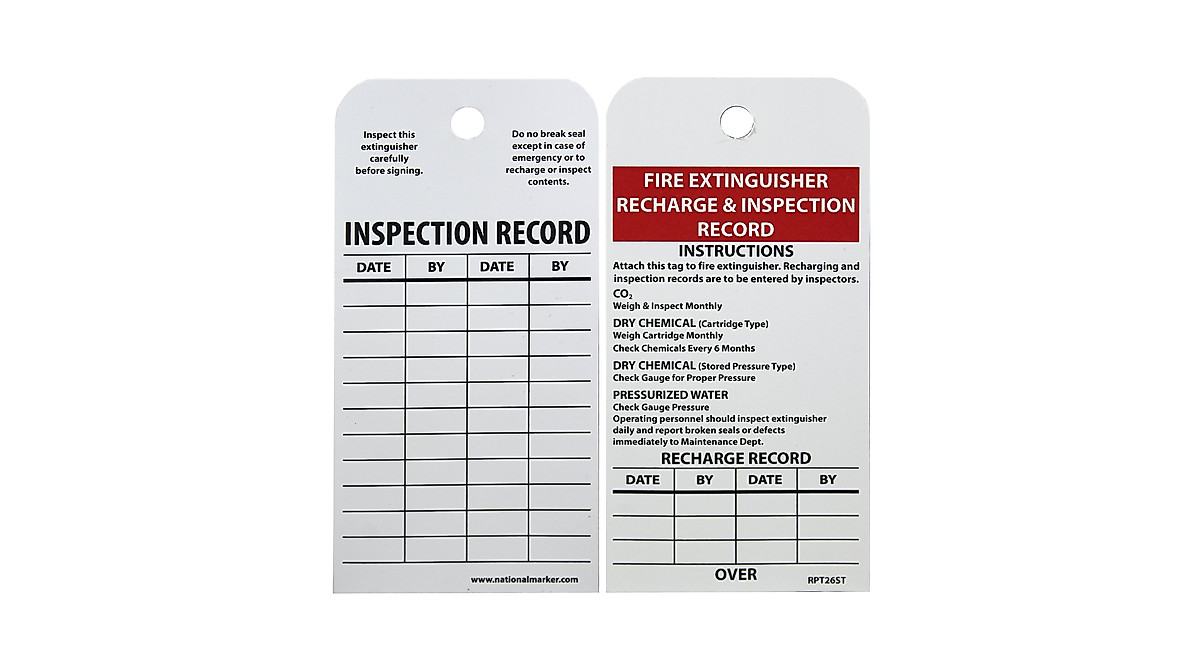 NMC RPT26ST Fire Extinguisher Inspection Tag - Made in USA