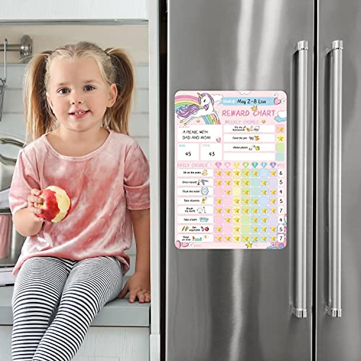 Unicorn Magnetic Chore Chart for Kids - Learn Responsibility