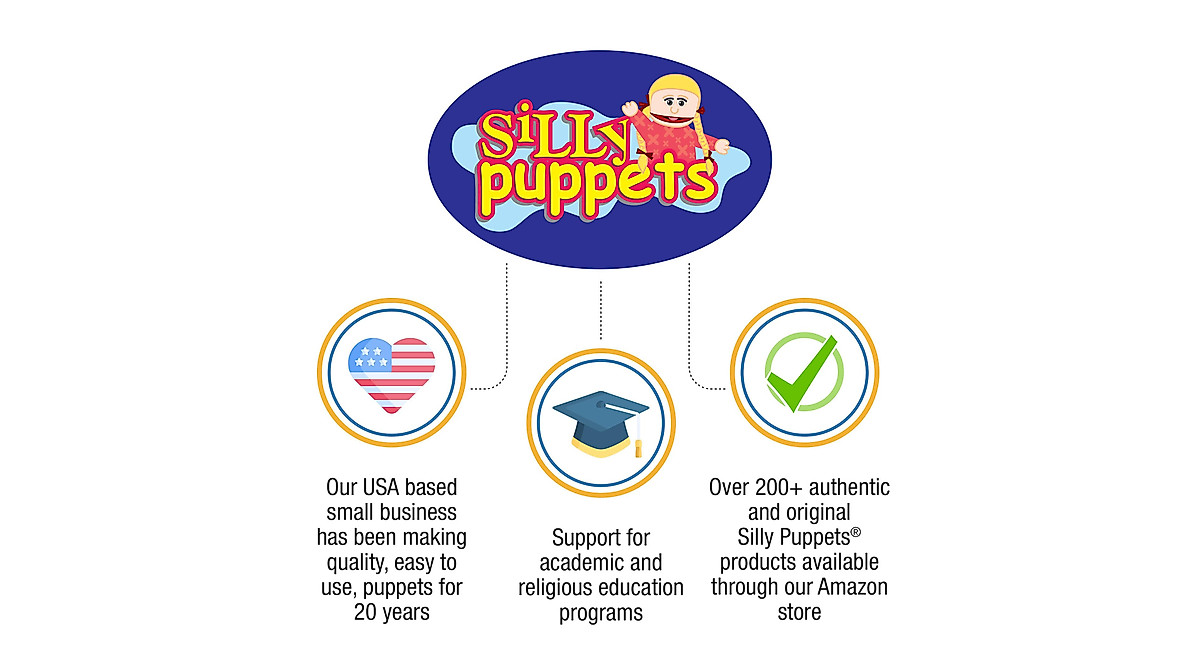 Marionnette Ventriloque Amy (Peach) 65 Cm - Silly Puppets - Bouche Facile à Contrôler, Tige Métal Incluse - Dès 5 Ans
