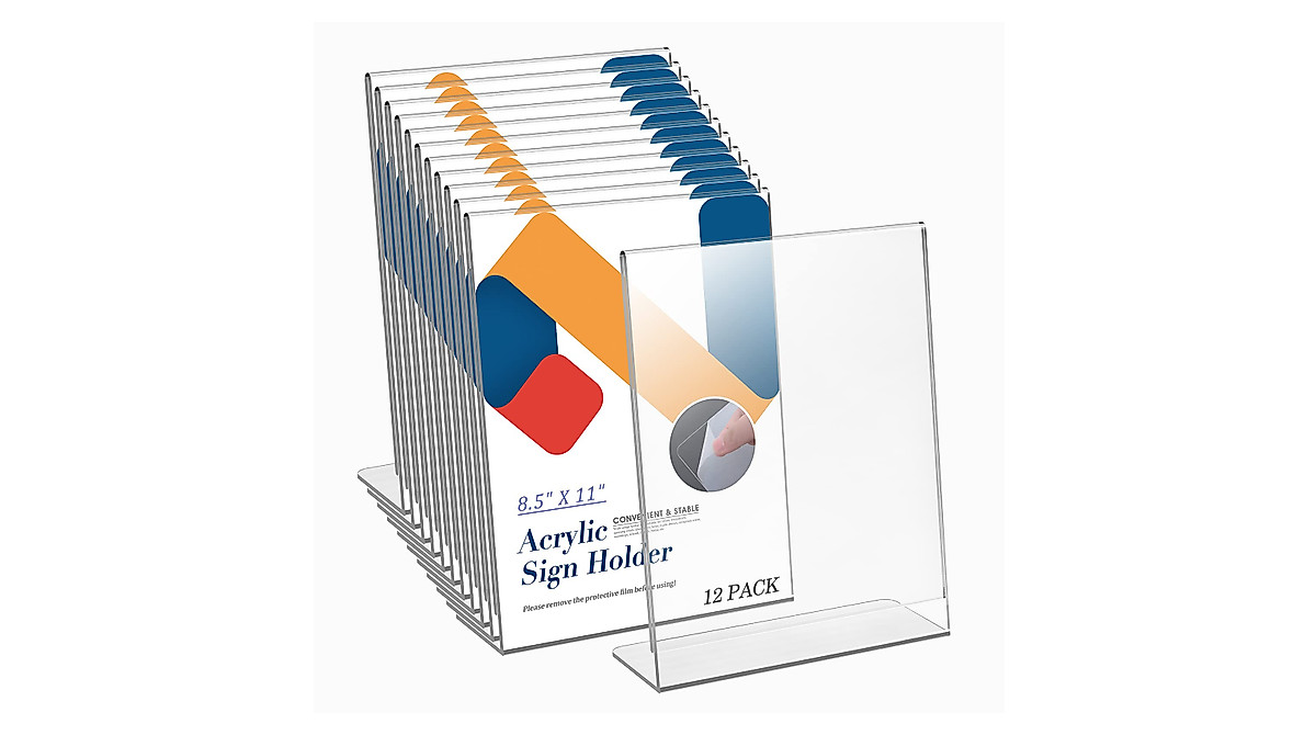 Relx Acrylic Sign Holder 8.5x11 - Versatile Display Solution