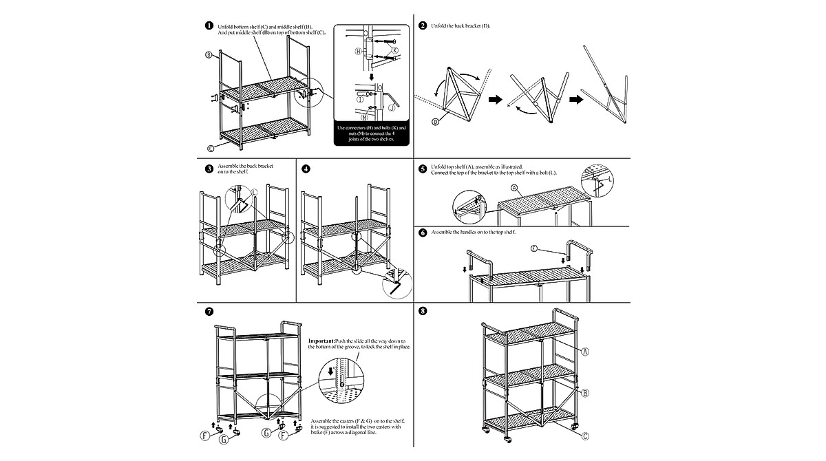 Collapsible 3 Tier Rolling Utility Cart - Versatile Storage