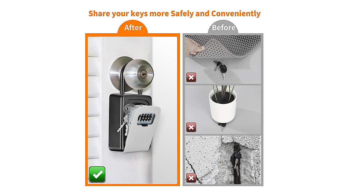 Secure Portable Key Lock Box with Visible Numbers & Weatherproof Design