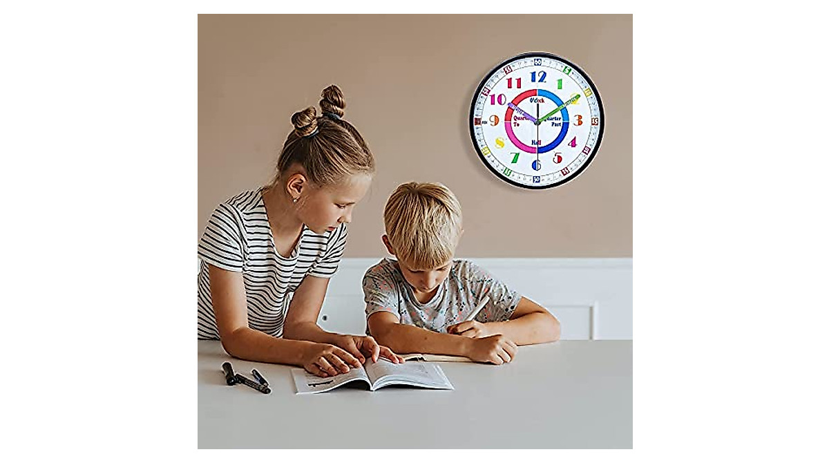 Telling Time Wall Clock for Kids - Silent & Educational | Jenlystime