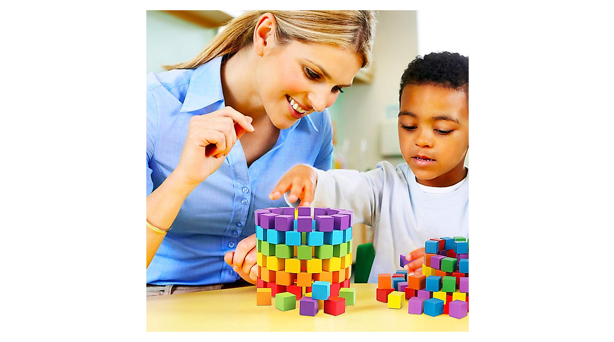200 Colorful Wooden Cube Blocks for DIY & Education | Rocutus