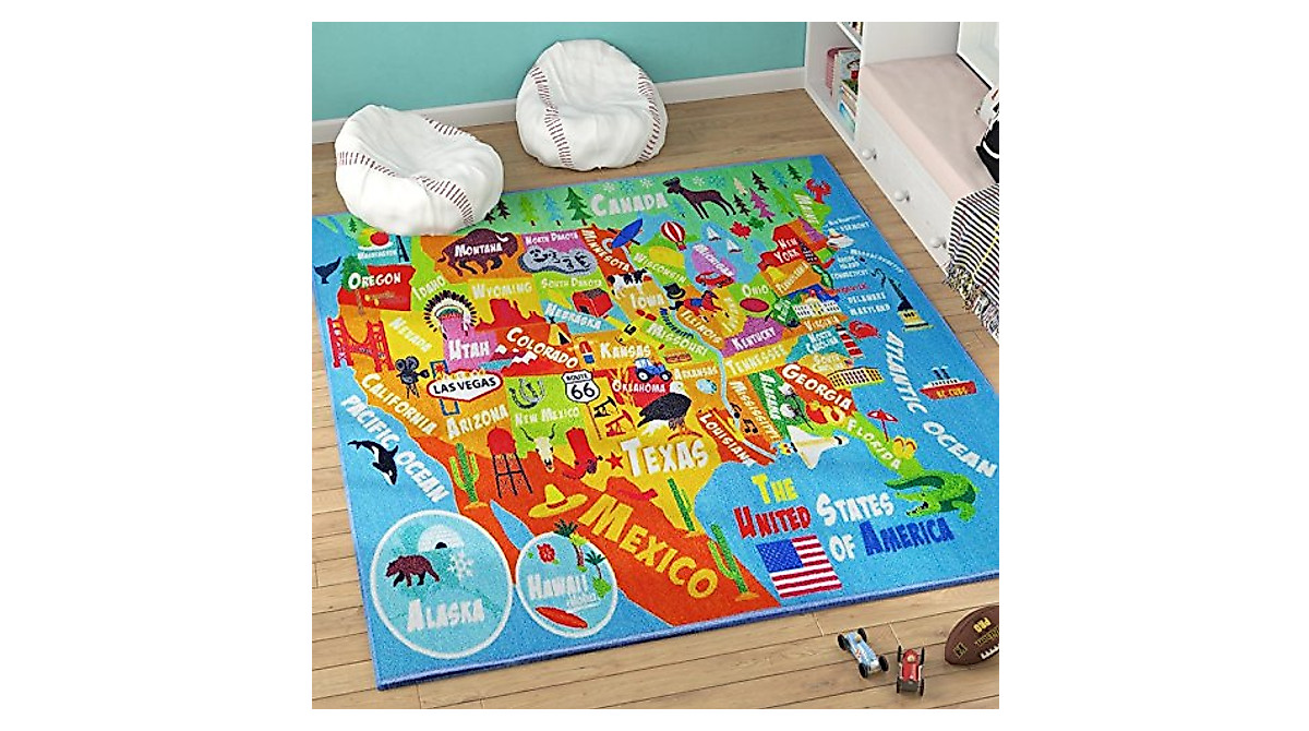 USA Map Educational Area Rug for Kids | KC Cubs