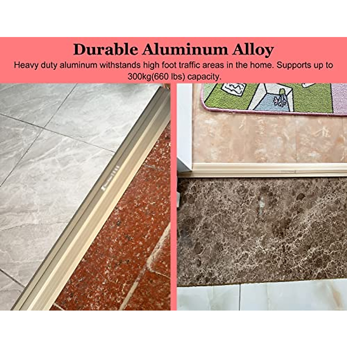 SUBECO Gray Carpet Tile Threshold Border - Durable Floor Transition Strip
