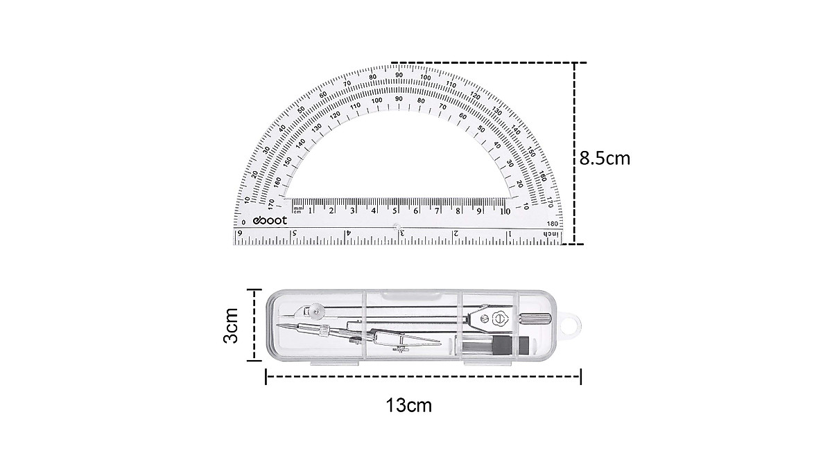 Student Geometry Math Set with Compass & Protractor | EBOOT