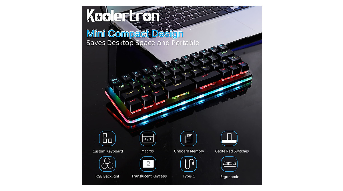 Koolertron One-Handed 48-Key Programmable Macro Keypad