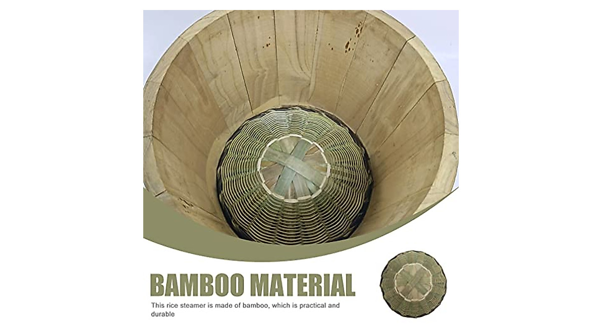 Zerodeko Wok Sticky Rice Steamer Basket with Wicker Lid