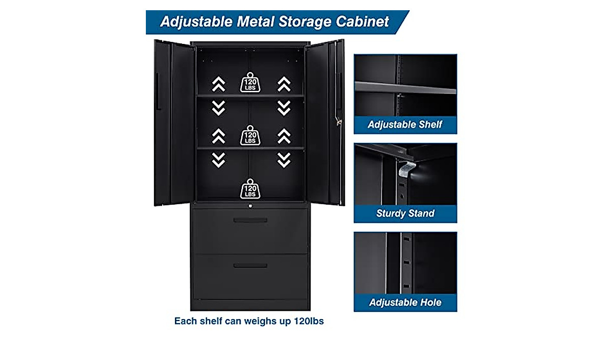 PEUKC 2-Drawer Metal File Cabinet for Secure Office Storage