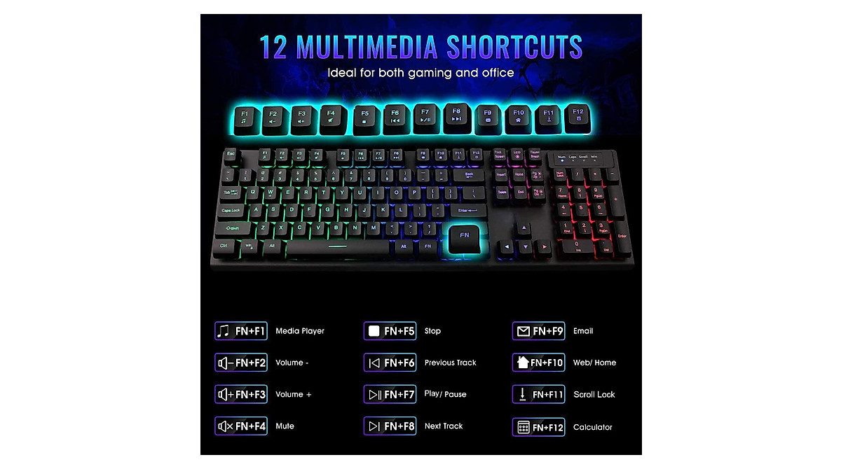 XYLXJ Wired Gaming Keyboard & Mouse Combo - Backlit & Waterproof