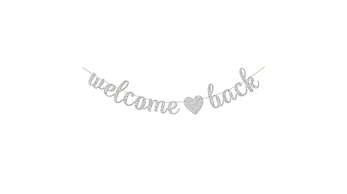 INNORU Silver Glitter Welcome Home Banner for Parties & Events