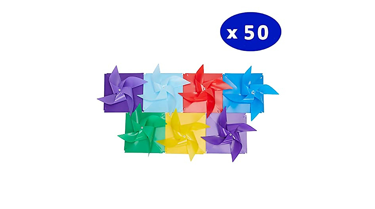 Tsocent 50 Pcs Colorful Pinwheels for Kids & Garden Decor
