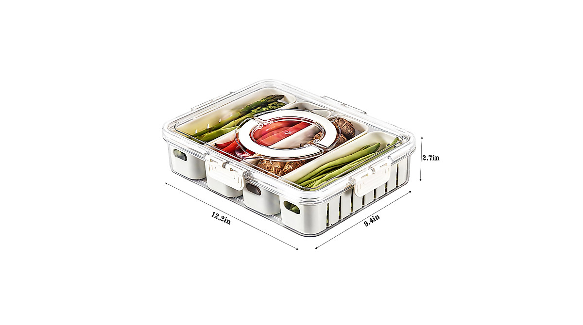 2Pack Divided Veggie Tray for Travel & Storage