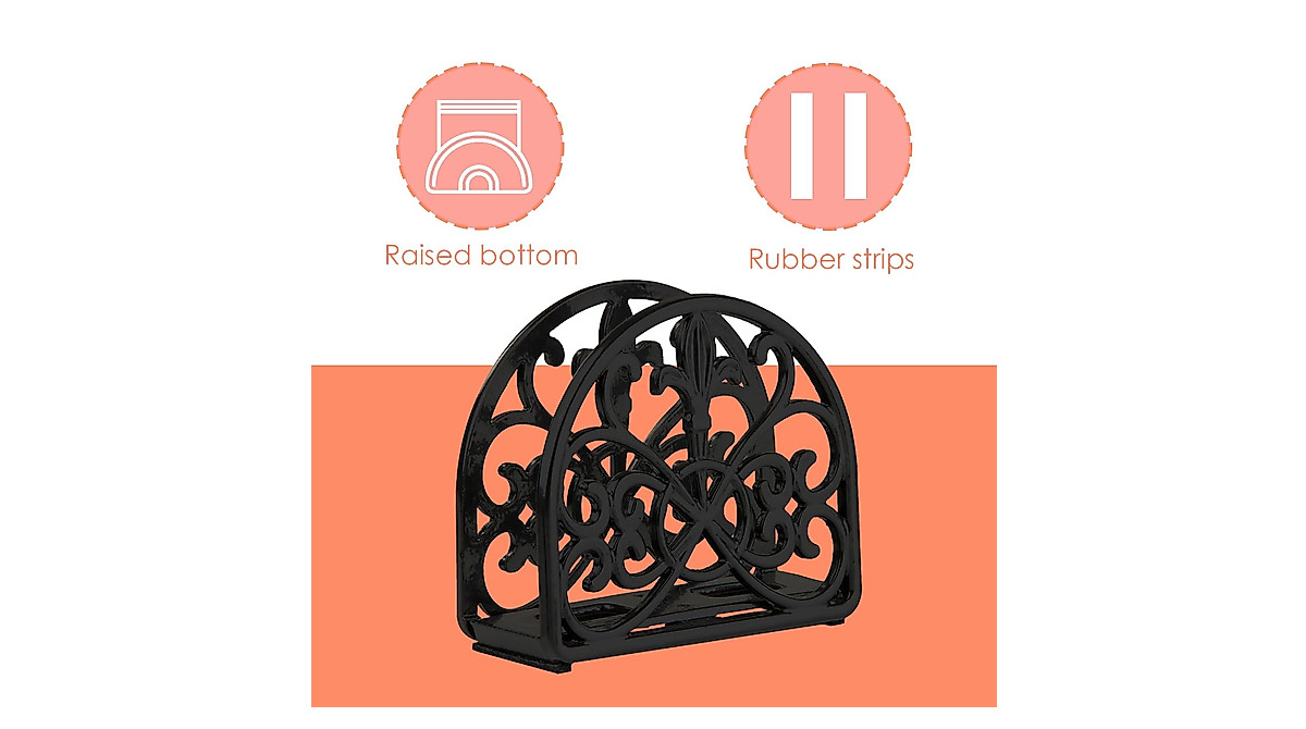 Home Basics Cast Iron Kitchen Bundle: Napkin Holder & Lazy Susan