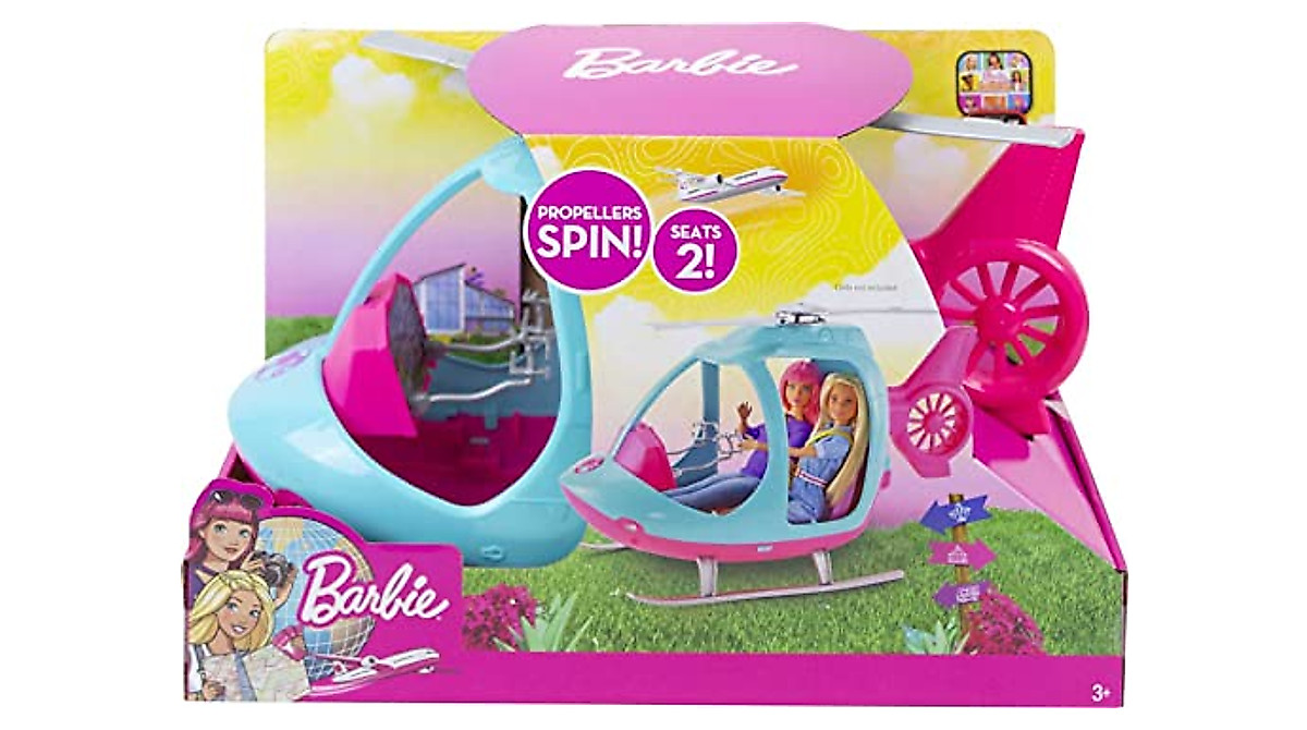 Barbie Helicopter with Spinning Rotors - Pink & Blue 2-Seater Toy