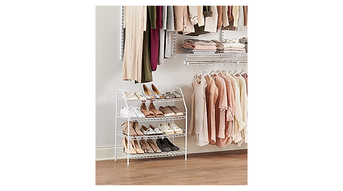 Rubbermaid 4-Tier Wire Shoe Rack – Organize Shoes Easily in Closet