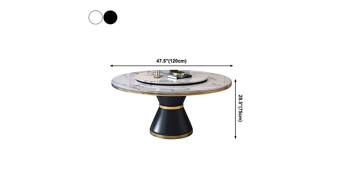 LAKIQ Modern Round Dining Table with Lazy Susan Marble Kitchen Dining ...