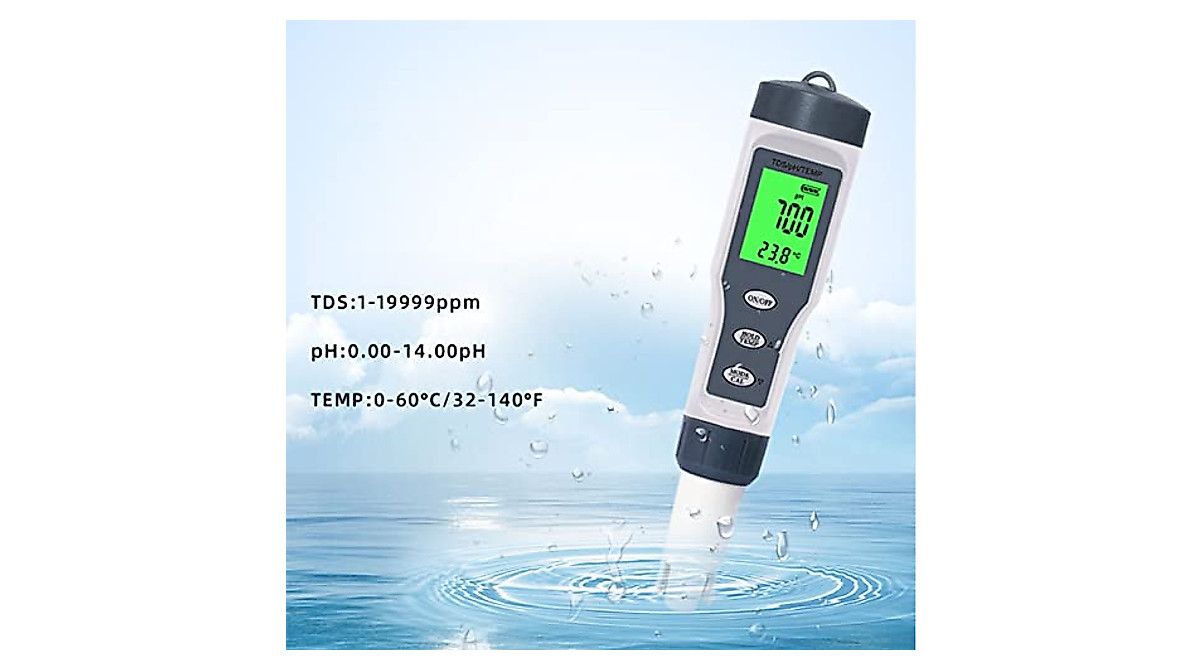 Water Quality Tester Tool, Temp PH Meter 3 in 1 Portable Auto ...