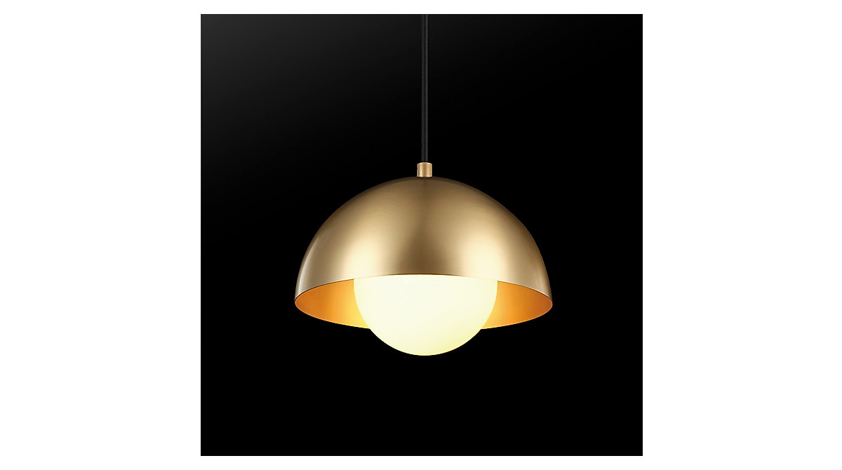 Globe Electric Amelia 1-Light Plug-In Pendant Light – Matte Brass, Frosted Glass Shade, 15-Foot Braided Cord, Retro Style For Apartments & Dorms