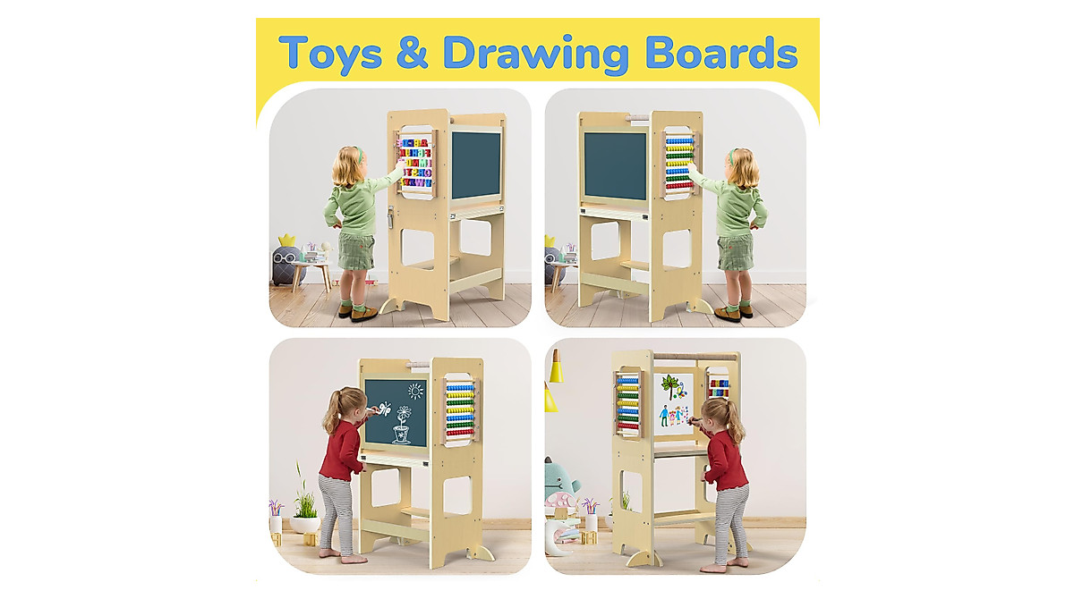 Foldable Toddler Kitchen Stool - Safe & Fun Learning Tower