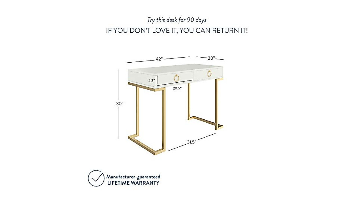 Nathan James Leighton Writing Desk with Gold Accents | Modern Home Office