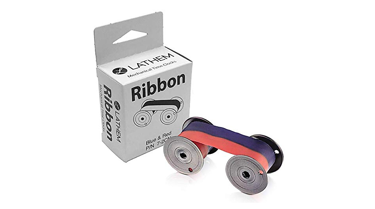 Lathem Mechanical Time Clock Ribbon | Durable Red/Blue Nylon Cartridge