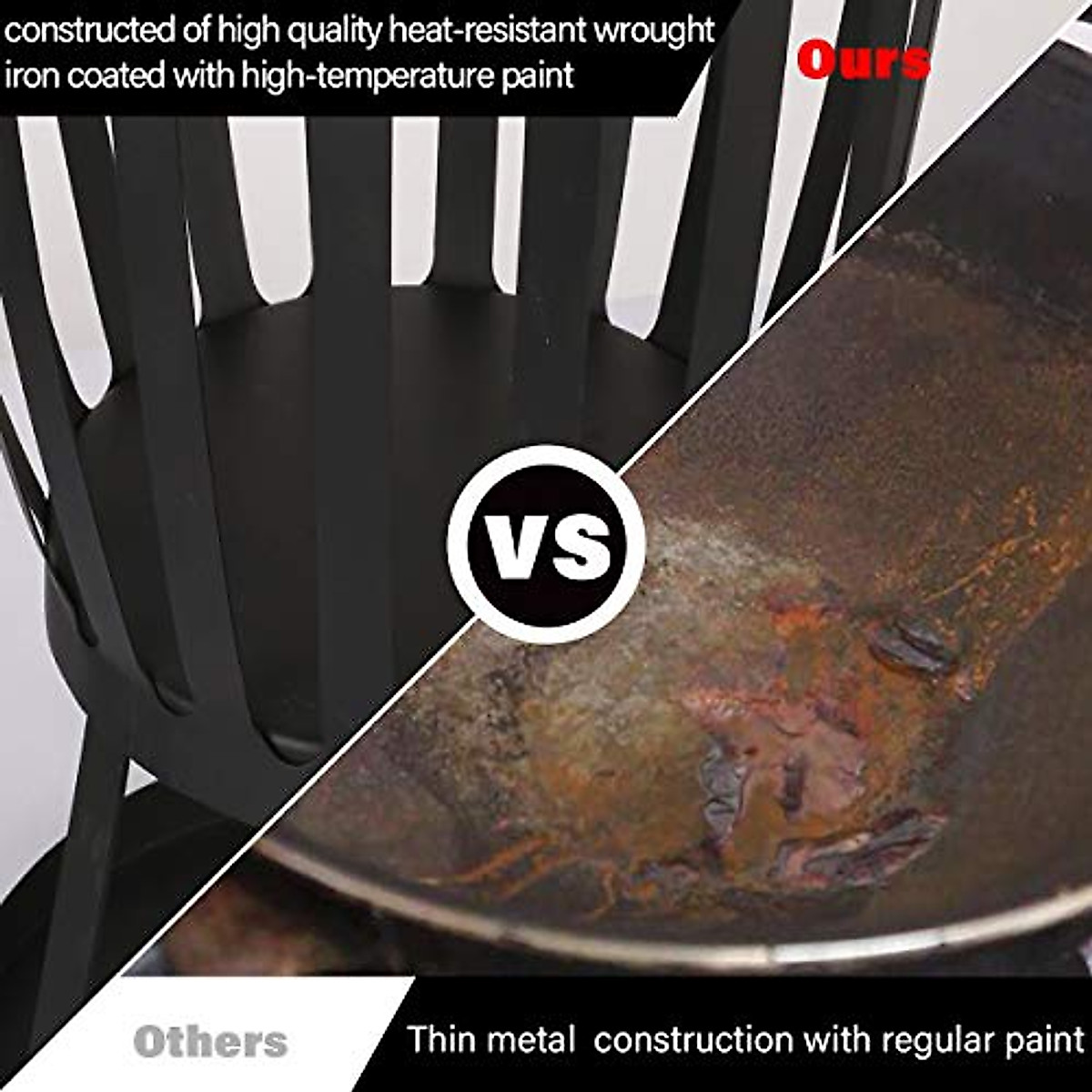Timechee Outdoor Fire Basket - 16-Inch Steel Fire Pit for Outdoor Fun