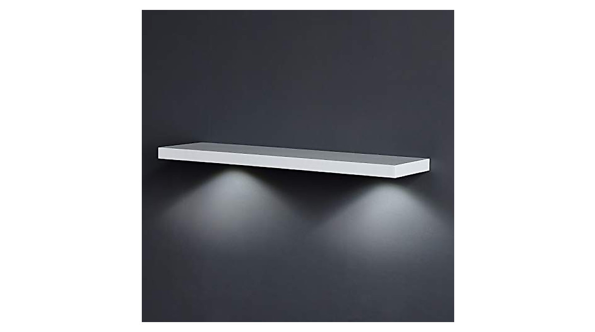 WELLAND White Floating Shelf with LED Light - 36-Inch