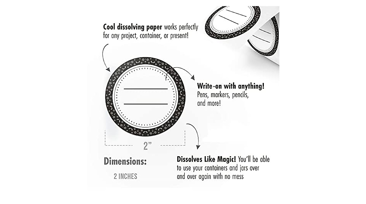 MESS Dissolvable Canning Labels for Jars – 200 Removable Mason Jar Labels
