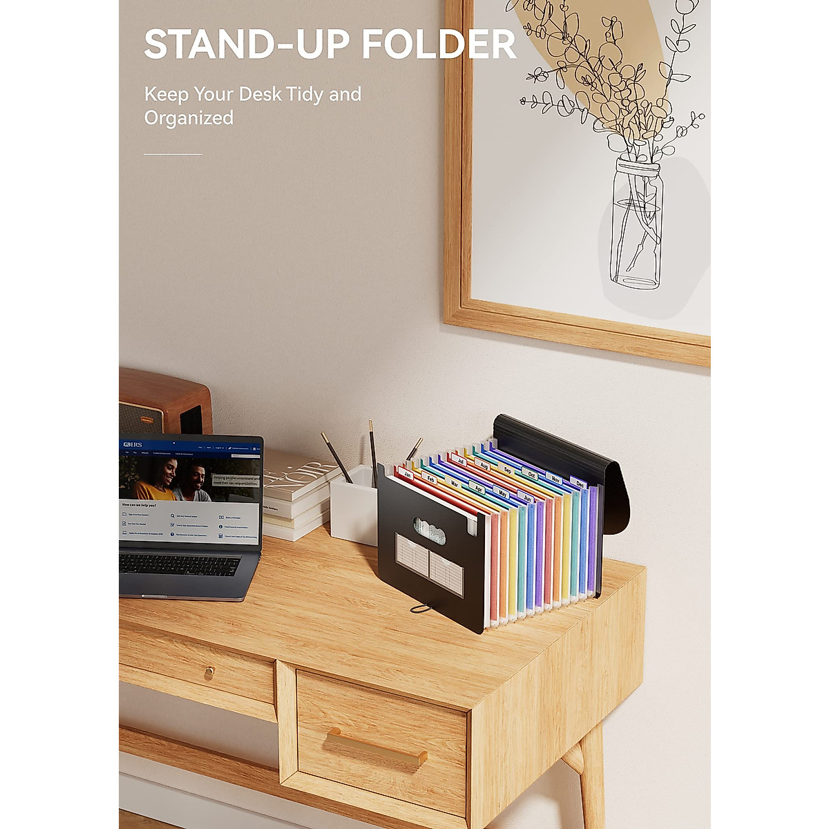 ABC Life Accordion File Organizer - 12 Pockets for Easy Filing