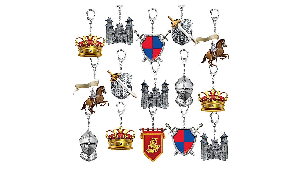 Medieval Knight Key Chains - Pack of 12 for Parties