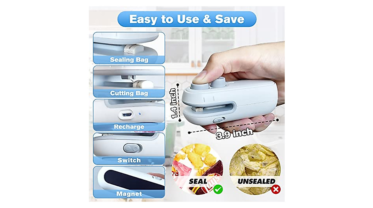 TYHJOY Mini Bag Sealer - Keep Snacks Fresh Easily