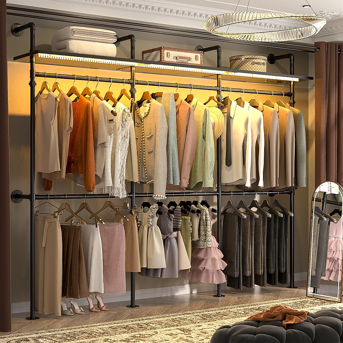 Aheaplus Reversible Clothes Rack with LED - 118.3