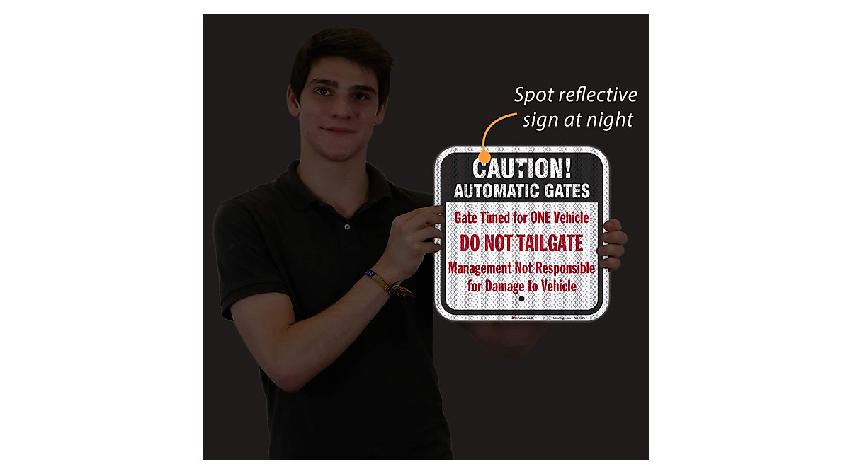 SmartSign Caution Automatic Gates Sign 12x12 Reflective Aluminum Durable